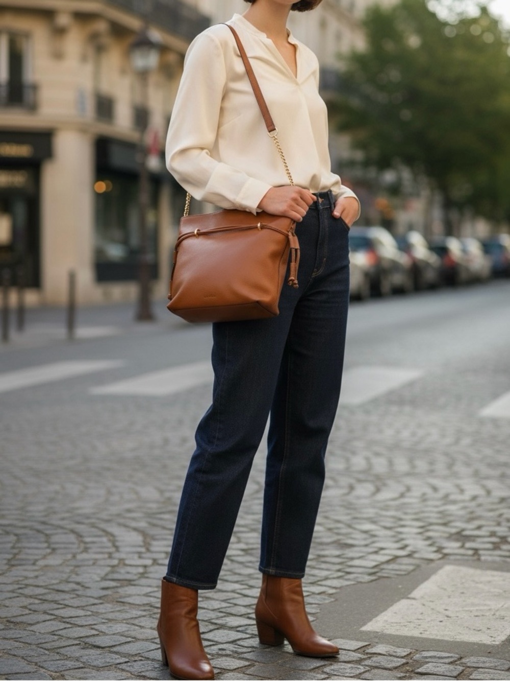 NWT Antonio Melani Tan Leather Priyanka Drawstring Crossbody Bag